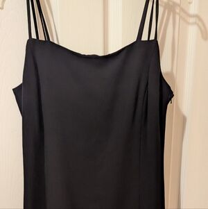 Jones New York Dress sz 12 Little Black side zip spaghetti straps open bk Lined